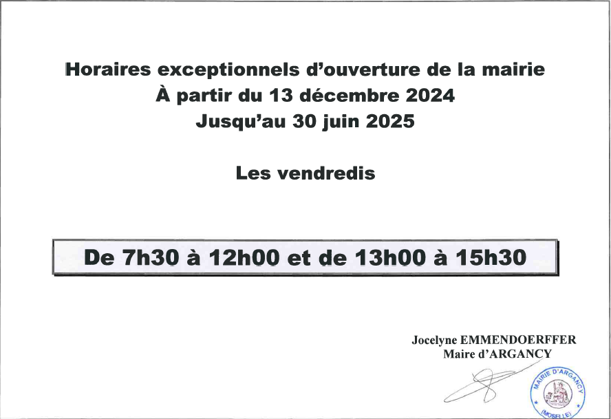 horaire exeptionnel2